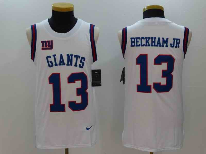 Men's New York Giants #13 Odell Beckham Jr White Limited Tank Top Jersey