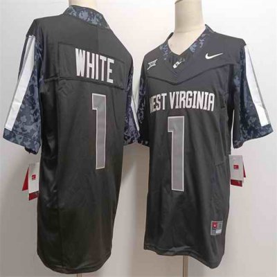 Men's West Virginia Mountaineers #1 Jahiem White Black F.U.S.E. Stitched Jersey