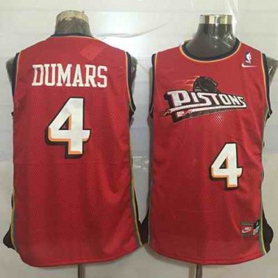 Pistons #4 Joe Dumars Red Nike Throwback Stitched NBA Jersey