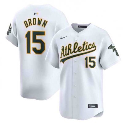 Men's Oakland Athletics #15 Seth Brown White Home Limited  Stitched Jersey