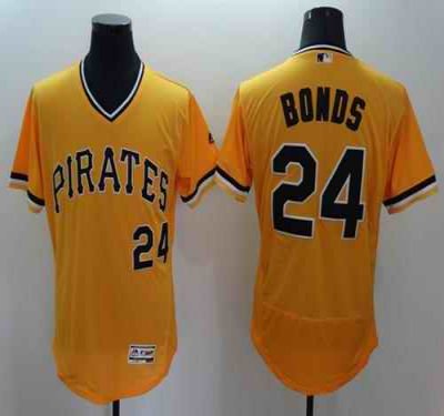 Pirates #24 Barry Bonds Gold Flexbase Authentic Collection Cooperstown Stitched MLB Jersey