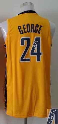 Revolution 30 Autographed Pacers #24 Paul George Yellow Stitched NBA Jersey