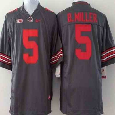 Buckeyes #5 Braxton Miller Grey Stitched Youth NCAA Jersey