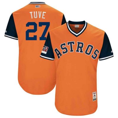 Men's Houston Astros #27 Jose Altuve Tuve Majestic Orange/Navy 2018 Players' Weekend Stitched MLB Jersey