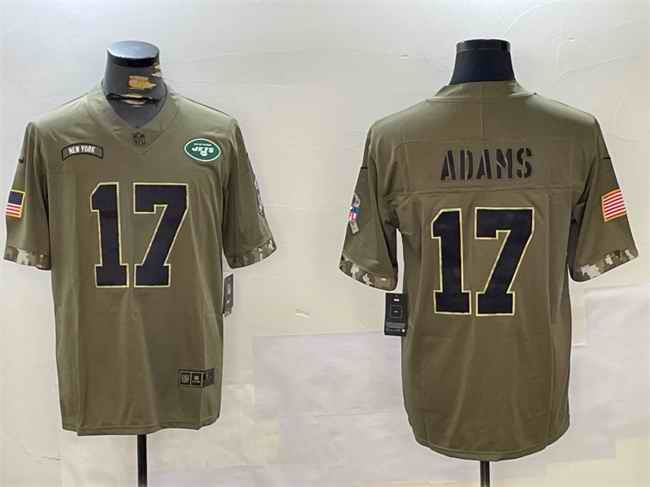 Men's New York Jets #17 Davante Adams Olive Salute To Service Limited Stitched Jersey