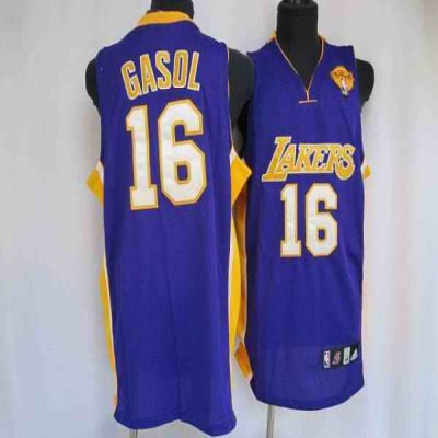 Lakers #16 Pau Gasol Stitched Purple Final Patch NBA Jersey