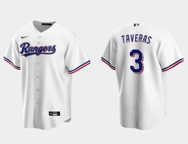 Men's Texas Rangers #3 Leody Taveras White Cool Base Stitched Baseball Jersey