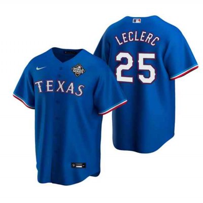 Men's Texas Rangers #25 Jos' Leclerc Royal 2023 World Series Stitched Baseball  Jersey