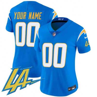 Women's Los Angeles Chargers Customized Powder Blue 2024  V2 Limited Stitched Football Jersey(Run Small)