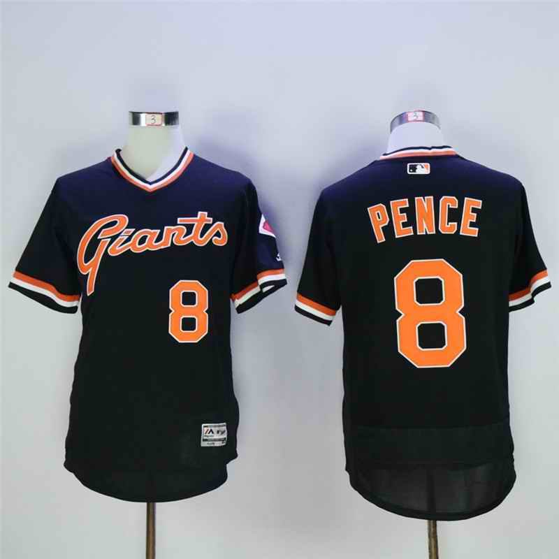 Men's San Franciscoc Giants #8 Hunter Pence Black Throwback Flexbase Stitched MLB Jersey