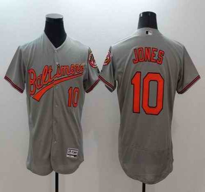 Orioles #10 Adam Jones Grey Flexbase Authentic Collection Stitched MLB Jersey