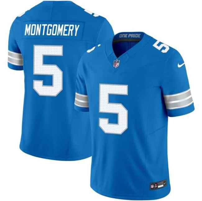 Men's Detroit Lions #5 David Montgomery Blue 2024 F.U.S.E. Vapor Limited Stitched Jersey