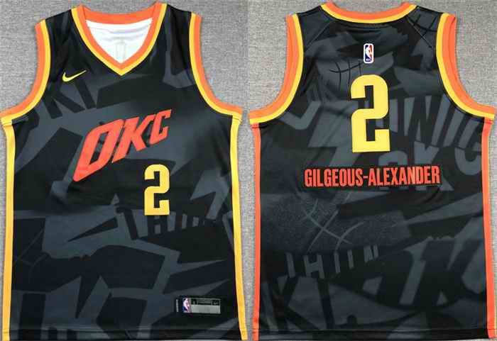 Youth Oklahoma City Thunder #2 Shai Gilgeous-Alexander Black 2023/24 City Edition Stitched Basketball Jersey