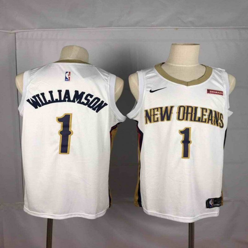 Men's New Orleans Pelicans #1 Zion Williamson White Stitched NBA Jersey