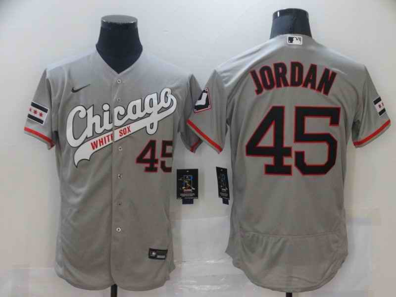 Men's Chicago White Sox #45 Michael Jordan Grey Flex Base Stitched Jersey