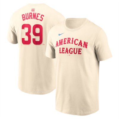 Men's American League #39 Corbin Burnes Cream 2024 All-Star Name & Number T-Shirt