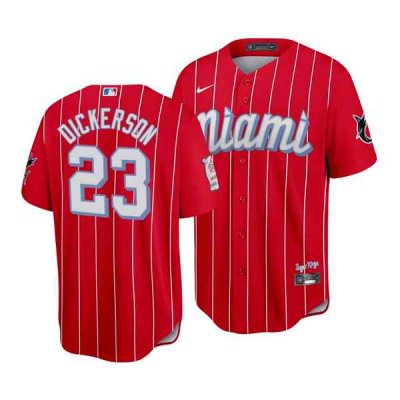 Men's Miami Marlins #23 Corey Dickerson 2021 Red City Connect Cool Base Stitched Jersey