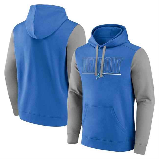 Men's Detroit Lions Blue/Grey Outline Pullover Hoodie