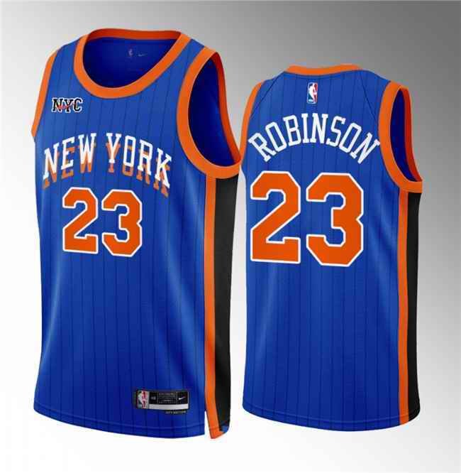 Men's New Yok Knicks #23 Mitchell Robinson Blue 2023/24 City Edition Stitched Basketball Jersey