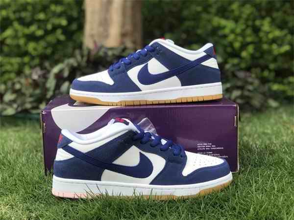 Women's Dunk Low LA Dodgers Navy White Shoes 215