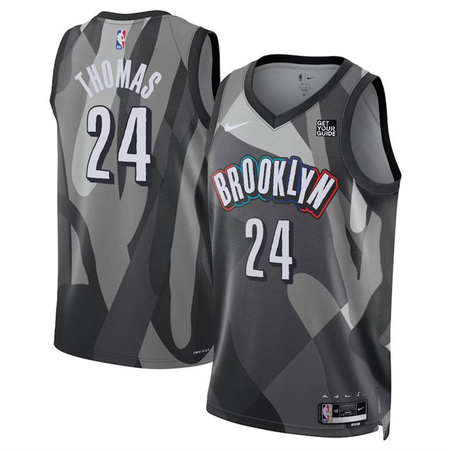 Men's Brooklyn Nets #24 Cam Thomas Black 2024/25 City Edition Stitched Basketball Jersey