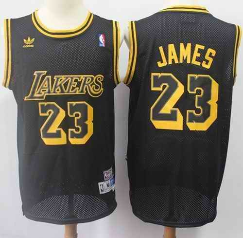 Men's Los Angeles Lakers #23 LeBron James Black Throwback Stitched NBA Jersey