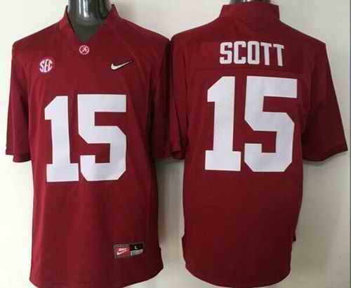 Crimson Tide #15 JK Scott Red 2016 National Championship Stitched NCAA Jersey