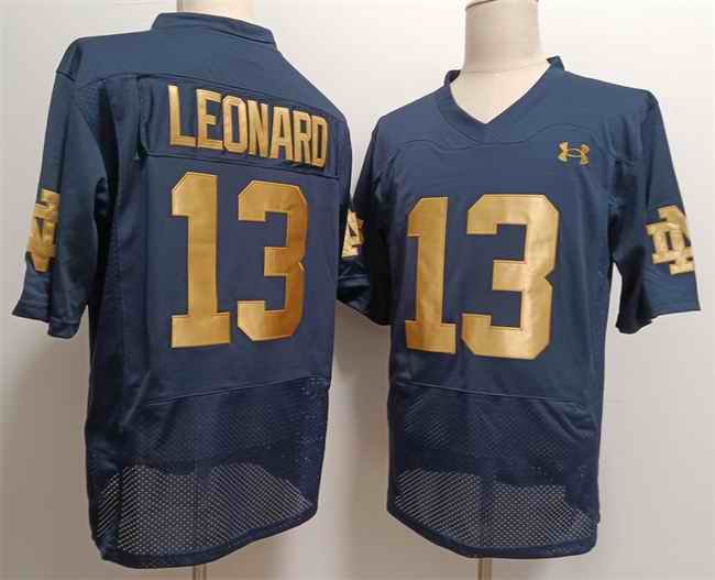 Men's Notre Dame Fighting Irish #13 Riley Leonard Navy With Name Limited Stitched Jersey