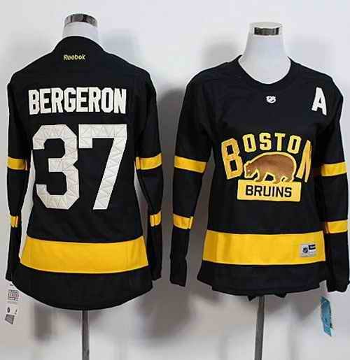 Bruins #37 Patrice Bergeron Black 2016 Winter Classic Women's Stitched NHL Jersey