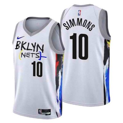 Men's Brooklyn Nets #10 Ben Simmons 2022/23 White City Edition Stitched Basketball Jersey