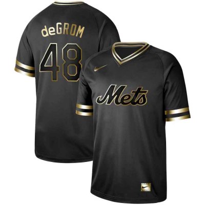 Men's New York Mets #48 Jacob deGrom Black Gold Stitched MLB Jersey