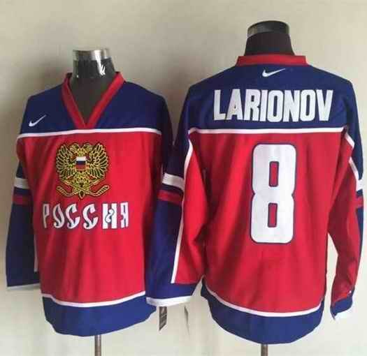 Canucks #8 Igor Larionov Red/Blue Nike Stitched NHL Jersey