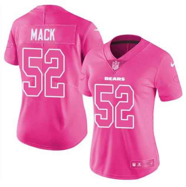 Men's Chicago Bears Customized Pink Limited Stitched Jersey