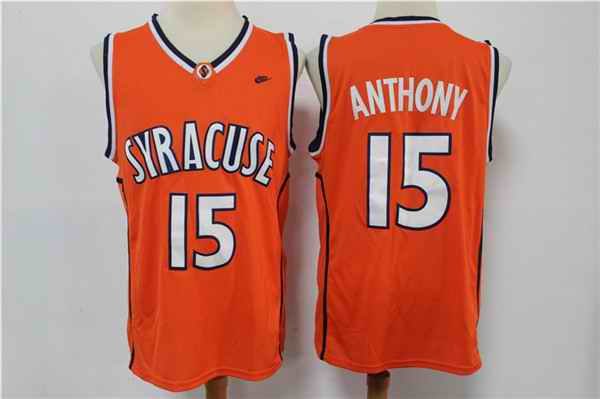 Syracuse Orange #15 Carmelo Anthnoy Orange Basketball Stitched Jersey