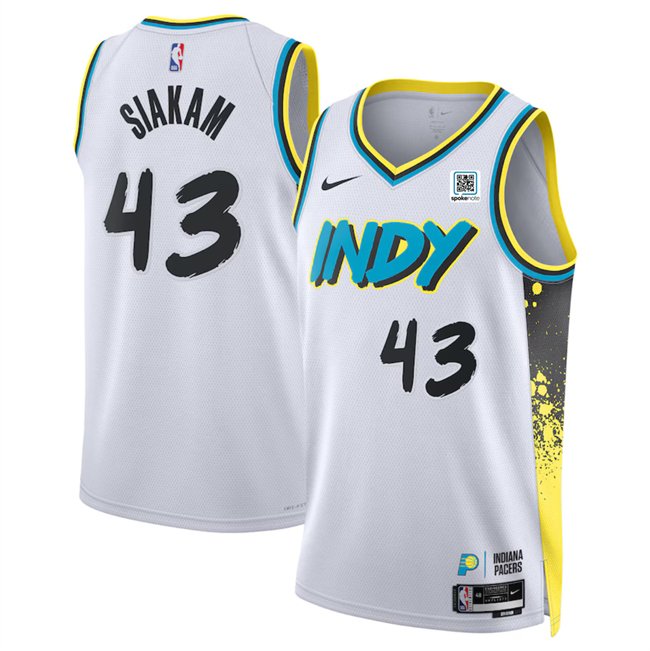 Men's Indiana Pacers #43 Pascal Siakam White 2024/25 City Edition  Stitched Basketball Jersey