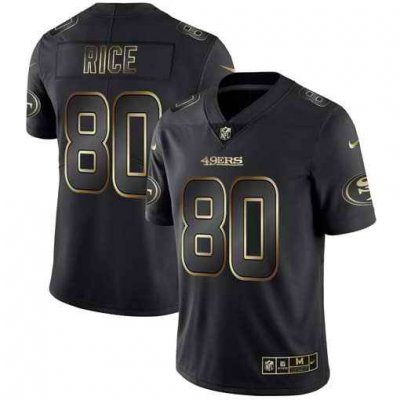 Men's San Francisco 49ers #80 Jerry Rice 2019 Black Gold Edition Stitched NFL Jersey