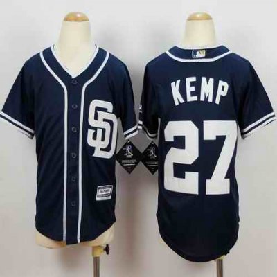 Padres #27 Matt Kemp Navy Blue Alternate 1 Stitched Youth MLB Jersey