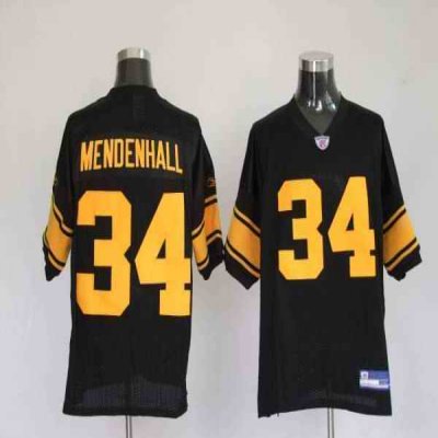 Steelers #34 Rashard Mendenhall Black With Yellow Number Stitched Youth NFL Jersey