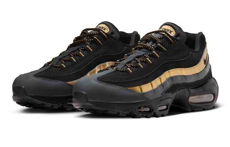 Women's Running weapon Air Max 95 Black/Gold Shoes 014