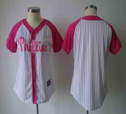 Phillies Blank White/Pink Women's Splash Fashion Stitched MLB Jersey