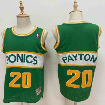 Men's Oklahoma City Thunder #20 Gary Payton Green Seattle Super Sonics Style Stitched Jersey