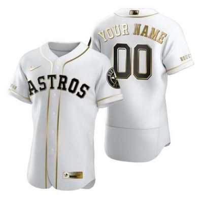 Men's Houston Astros Customized White Golden Edition Stitched MLB Jersey