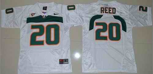 Hurricanes #20 Ed Reed White Stitched Youth NCAA Jersey