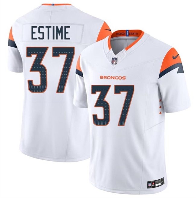 Youth Denver Broncos #37 Audric Estime White 2024 F.U.S.E. Vapor Limited Stitched Football Jersey