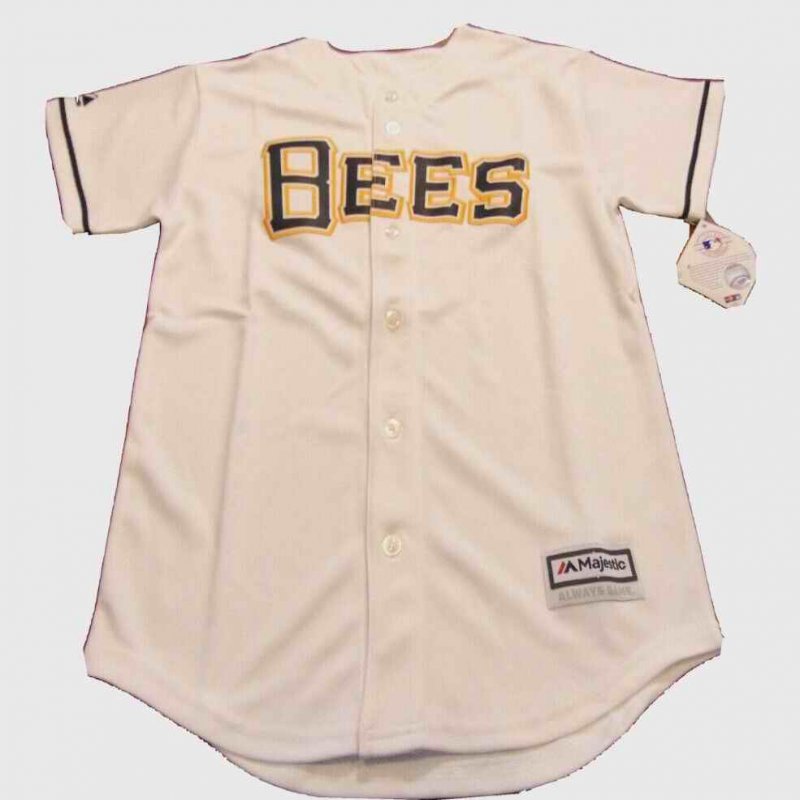 Men's Salt Lake Bees Blank Cream Stitched Baseball Jersey