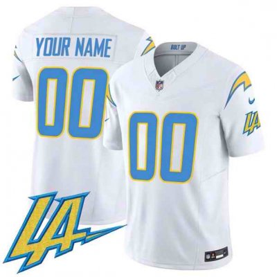 Men's Los Angeles Chargers Customized White 2024 V2 Limited Stitched Football Jersey