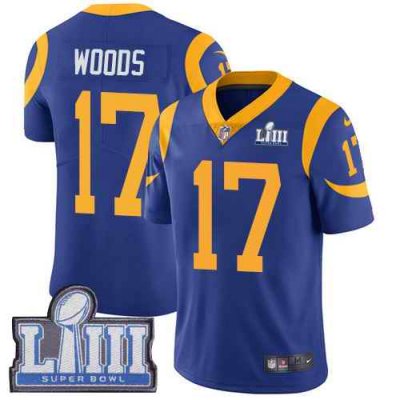 Men's Los Angeles Rams #17 Robert Woods Royal Blue Super Bowl LIII Vapor Untouchable Limited Stitched NFL Jersey