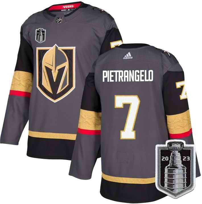 Men's Vegas Golden Knights #7 Alex Pietrangelo Gray 2023 Stanley Cup Final Stitched Jersey