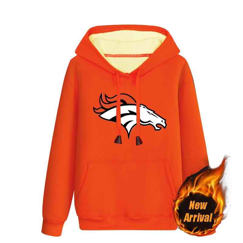 Men's Denver Broncos Orange 70'cotton 30'polyester Cashmere Thickening version NFL Hoodie