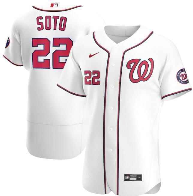 Men's Washington Nationals #22 Juan Soto White Flex Base Stitched Jersey